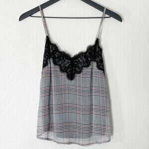 Abercrombie & Fitch Womens Lace Trim Tank‎ Top Grunge Punk Houndstooth Y2K XS